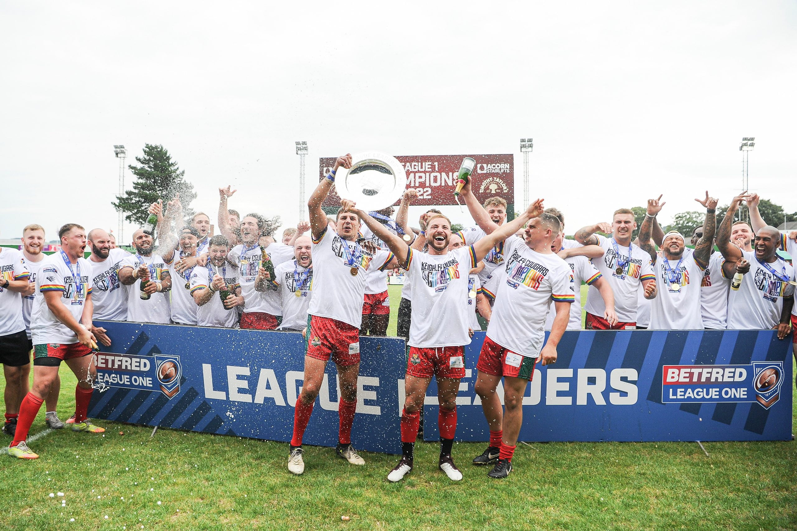 Rugby team celebrating