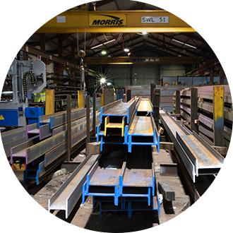 steel stacked in warehouse